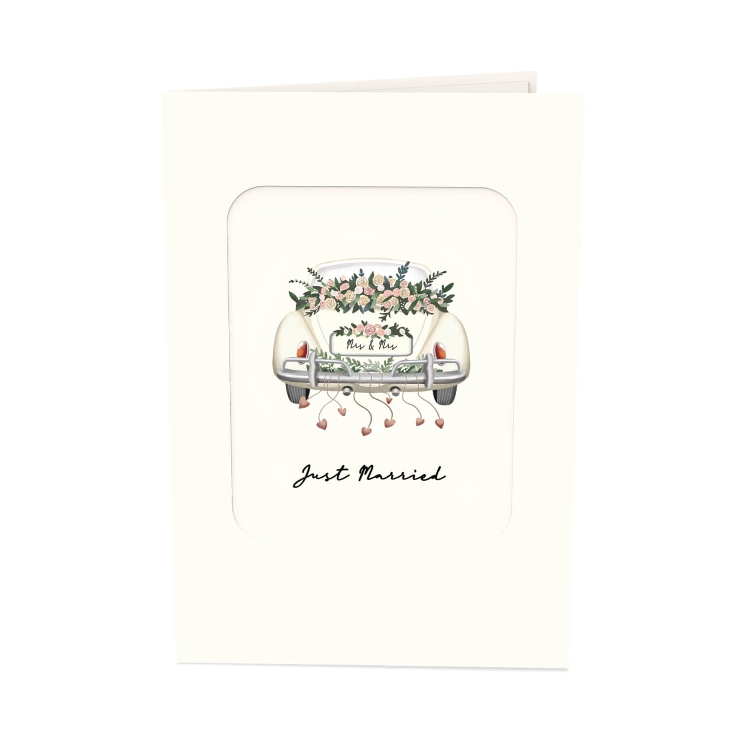 Wedding car with lesbian bride and groom Pop-Up Card