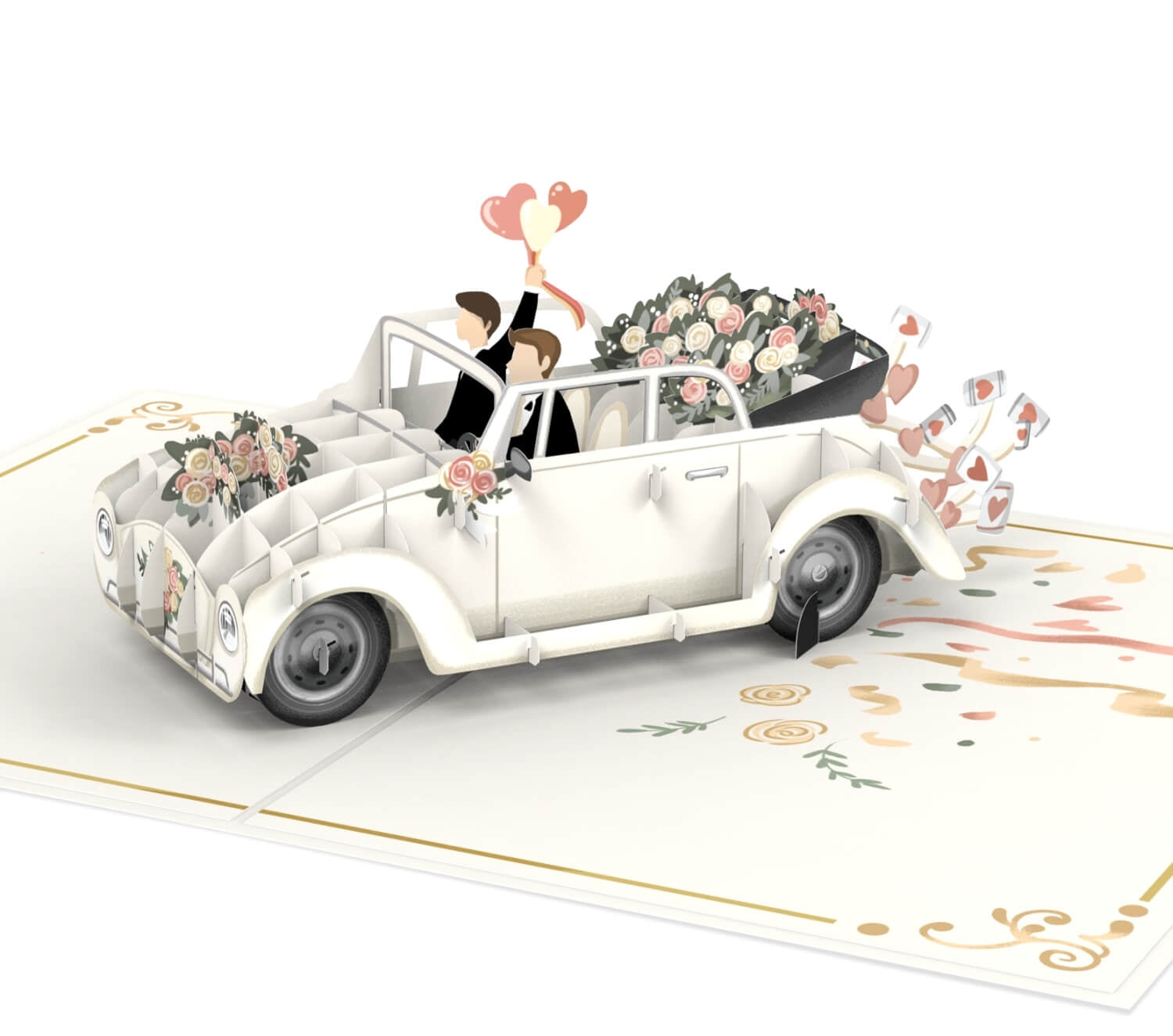 Wedding car with gay couple Pop-Up Card