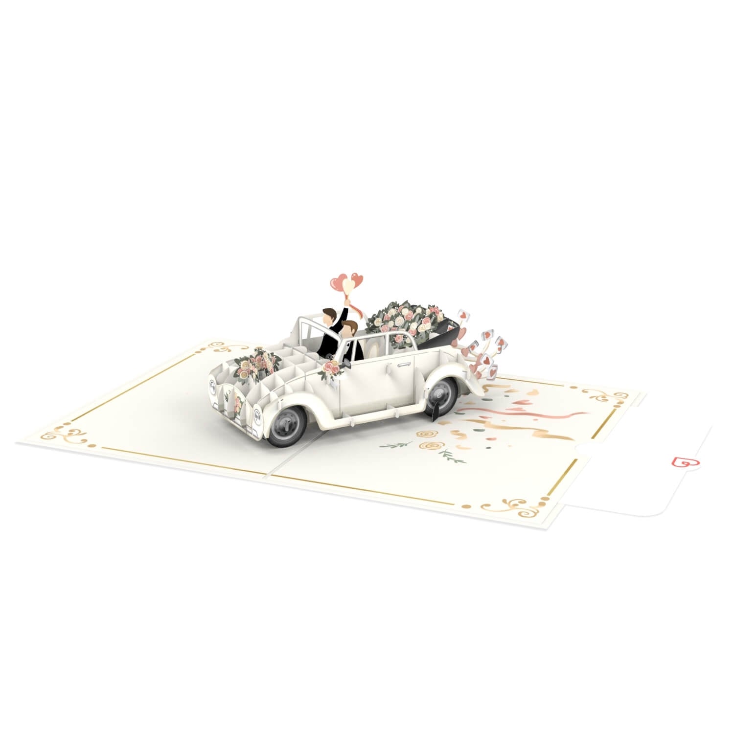 Wedding car with gay couple Pop-Up Card