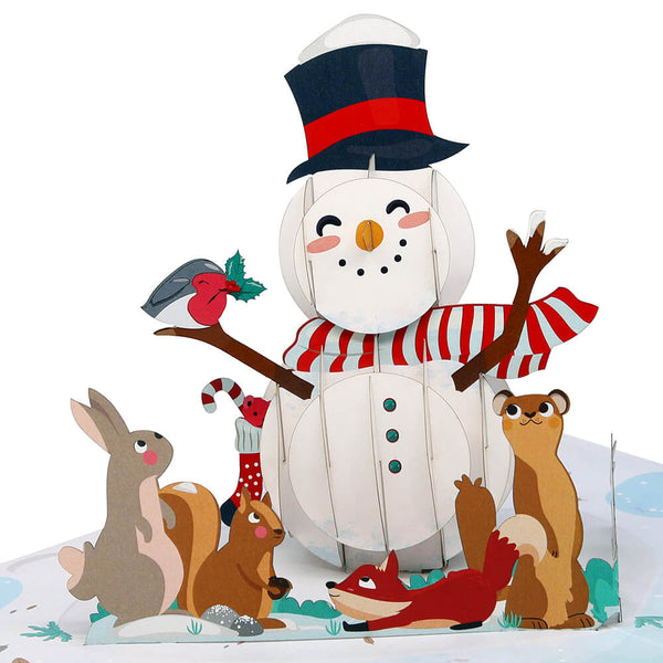 Snowman with animals Pop-Up Card