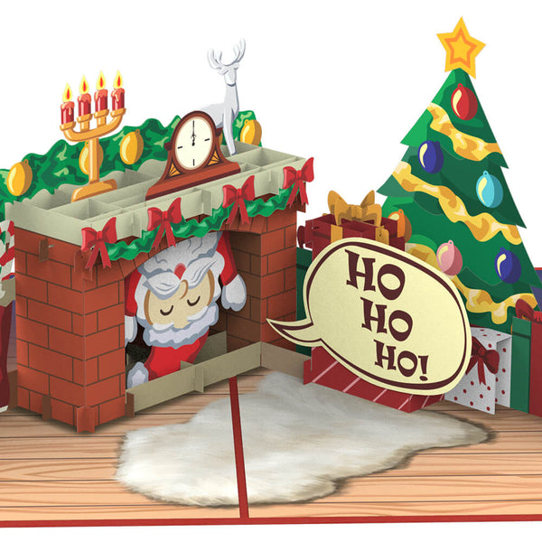 Santa Claus in the Fireplace Pop-Up Card