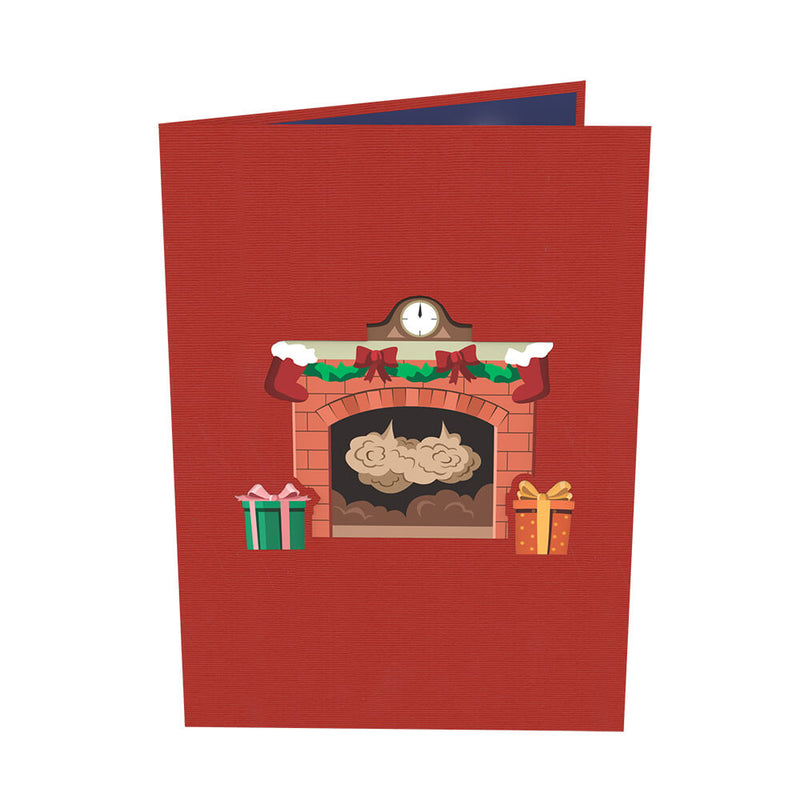Santa Claus in the Fireplace Pop-Up Card