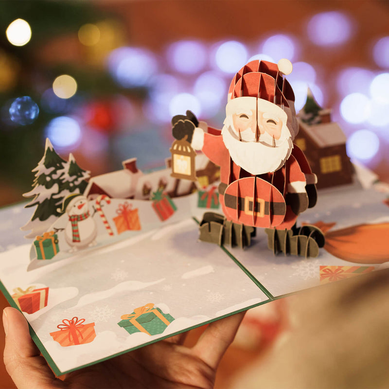 Santa Claus with lantern Pop-Up Card