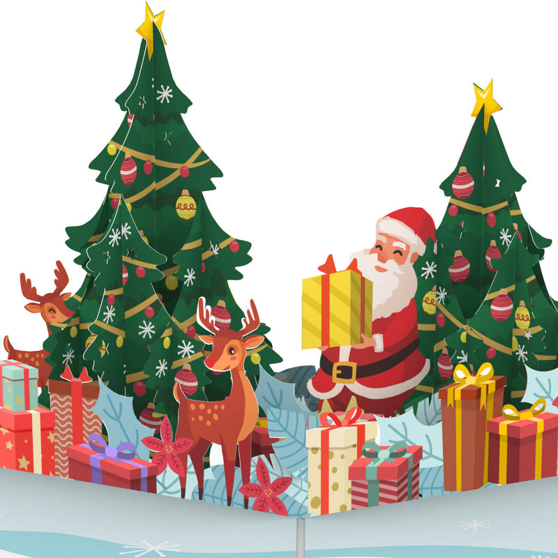 Santa Claus & Reindeer Pop-Up Card